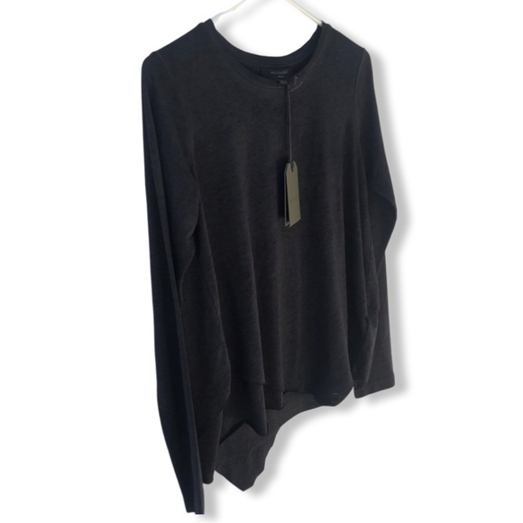 NWT ALLSAINTS Women's Daisy Tee Dark Night Tiered Hemline Pullover Sz. Small - Picture 7 of 13